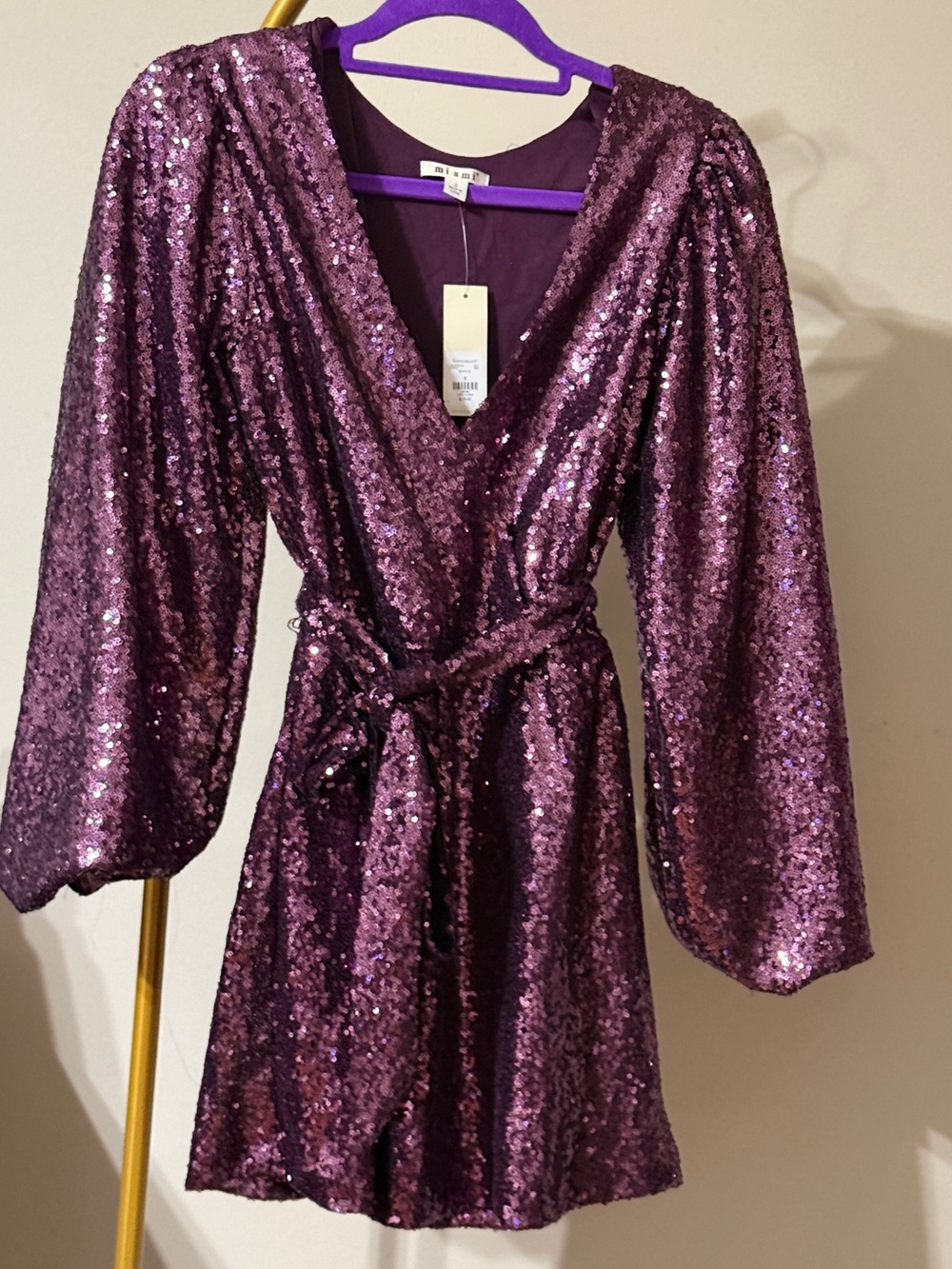 Francesca’s Crossover Purple Sequin Dress